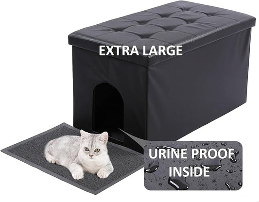 MEEXPAWS Cat Litter Box Enclosure Furniture Hidden, Cat Washroom Bench Storage Cabinet | Extra Large 36'' x 20'' x 20''| Dog Proof | Waterproof Inside/Easy Clean | Easy Assembly | Odor Control