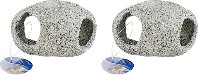 Penn-Plax Deco-Replicas Granite Aquarium Ornament & Hideaway – Realistic Stone Appearance – Safe for Freshwater and Saltwater Tanks – Large Size (Pack of 2)