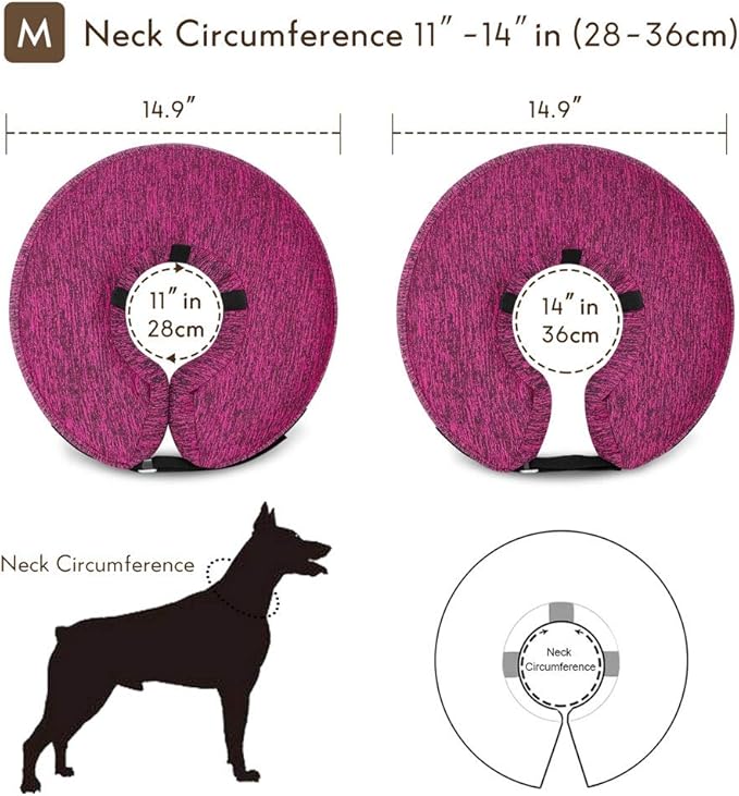 MIDOG Dog Cone Collar, Inflatable Dog Neck Donut Collar Alternative After Surgery, Soft Protective Recovery Cone for Small Medium Large Dogs and Cats Puppies - Alternative E Collar (Rose, M)