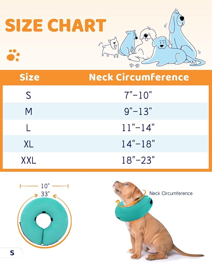 Supet Inflatable Dog Cone Collar for Large Medium Small Dogs, Soft Cone Collar for Dogs Puppies Cats, E Collar Dog Cone Alternative After Surgery