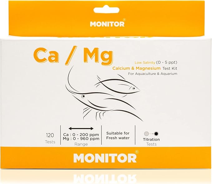 Monitor Calcium/Magnesium Low Salinity (0-5 PPT) Test KIT (120 Tests) - Monitor Aquarium and aquaculture Water Quality