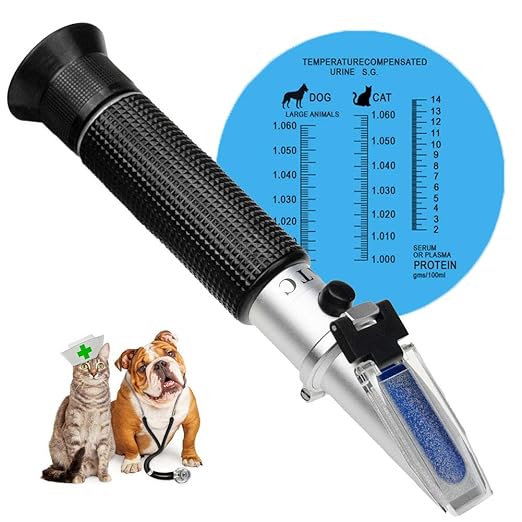 3-in-1 Animal Clinical Refractometer, Measuring Animal's Health Index of Urine Specific Gravity and Serum Protein, Ideal for Veterinary and Pet Owner