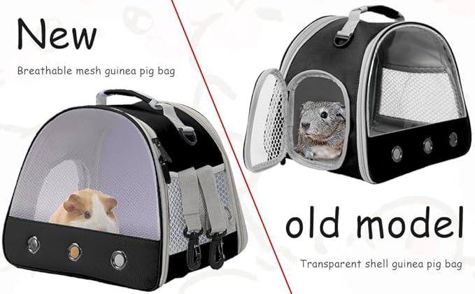 Breathable Guinea Pig Carrier Backpack with Nylon Mesh Window Portable Carrier for Guinea Pig, Bunny Bearded Dragon Bird Chinchilla Ferret Travel Outdoor