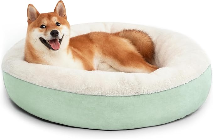 Love's cabin Round Donut Cat and Dog Cushion Bed, 30in Pet Bed for Medium or Large Dogs, Anti-Slip & Water-Resistant Bottom, Soft Durable Fabric Pet beds, Washable Calming Cat & Dog Bed Teal