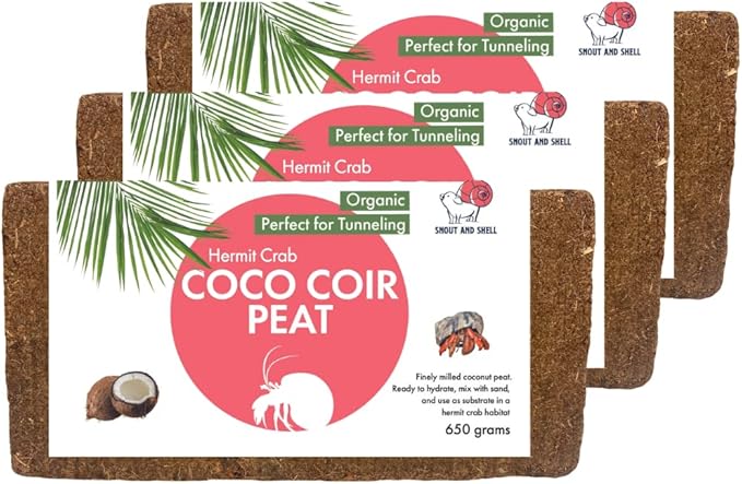 Coco Coir Peat Hermit Crab Substrate Bedding 1.4 lbs - 650 grams - 3 pack