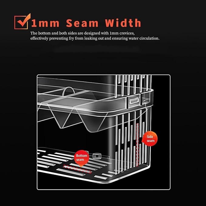 Large Fish Breeder Box for Aquarium, Fish Tank Acrylic Breeding Box, Aquarium Hatchery Incubator Breeder Box, Isolation Divider Hatching Box for Small Clownfish Shrimp Guppy, Can Connected to Air Pump