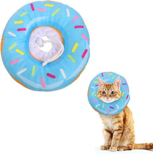 Cat Cone Collar Soft, Cat Recovery Collar Cute Cat Donut Adjustable Elizabethan Cone Cat Cones to Stop Licking Comfortable Lightweight Neck Cone for Cats Kittens After Surgery