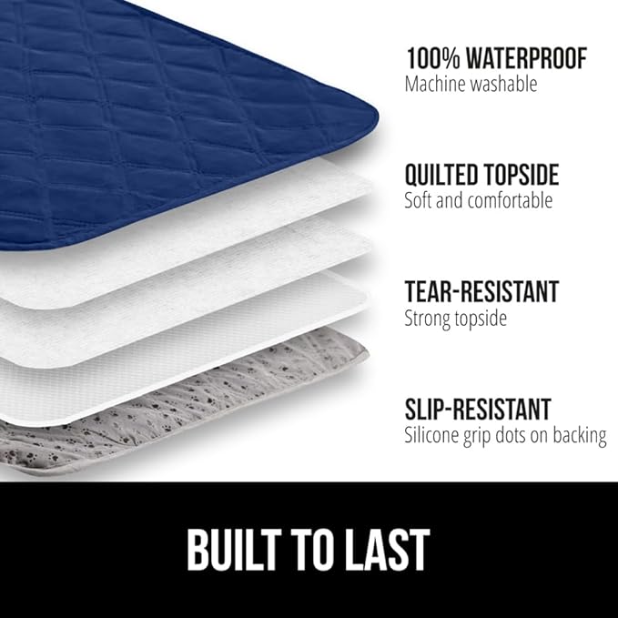 Gorilla Grip 100% Waterproof Tear Fade and Slip Resistant Protective Pet Blanket, Leakproof Washable Dog Cat Bedding Bed Cushion Couch Quilted Topside Dogs Crate Cover, Protection Supplies Navy