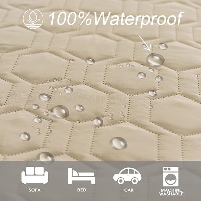 Waterproof and Non-Slip Dog Bed Cover and Pet Blanket Sofa Pet Bed Mat ，car Incontinence Mattress Protectors Furniture Couch Cover for Most Cats Dogs,Pets<82x102-Beige>