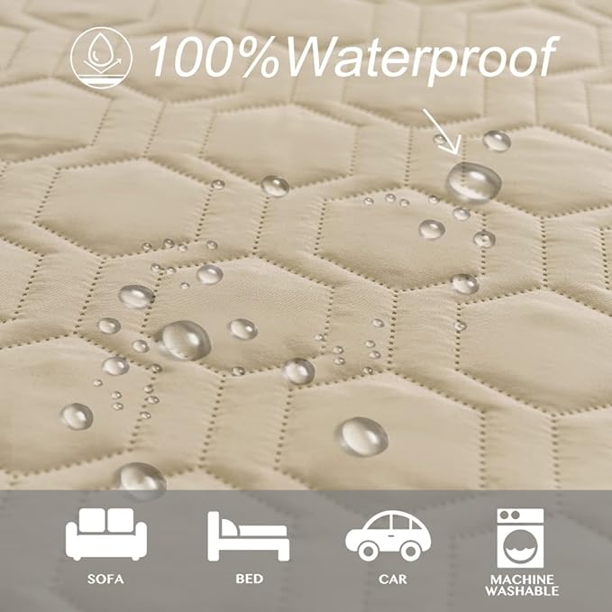 Waterproof and Non-Slip Dog Bed Cover and Pet Blanket Sofa Pet Bed Mat ，car Incontinence Mattress Protectors Furniture Couch Cover for Most Cats Dogs,Pets<30x70-Beige>