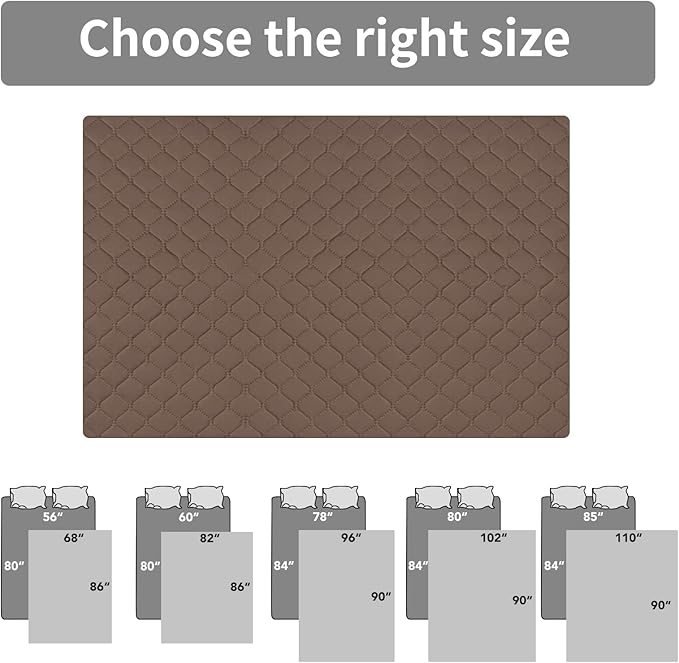 Easy-Going 100% Waterproof Dog Bed Cover Reversible Leak Proof Couch Cover Washable Sofa Cover Furniture Protector Blanket for Pets Kids Children Dog Cat (96x90 Inch, Brown/Beige)