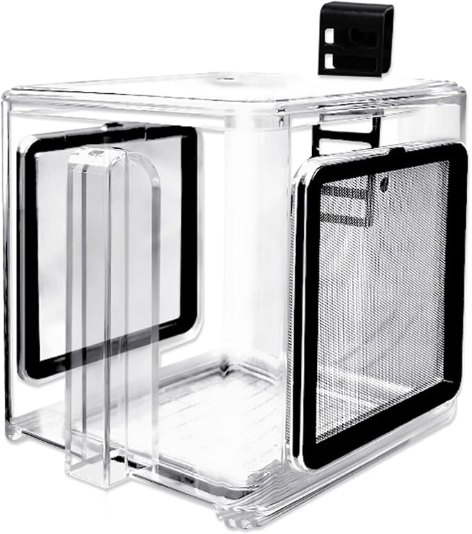 1Pc Fish Breeding Box, Transparent Acrylic Fish Isolation Box with Detachable Mesh Hangable Baby Fish Separator Breeder Box for Fish Tank Aquarium