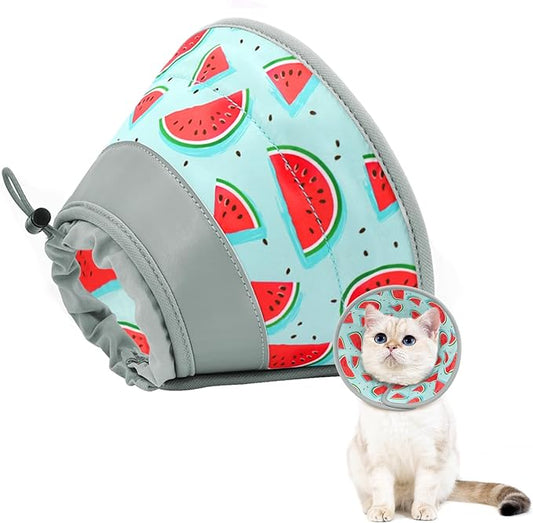 Cat Cone, Adjustable Cat Cone Collar Soft to Stop Licking, Foldable Cute Cat Cone Alternative, Water Resistant Neck Cone for Cats, Lightweight Cat Recovery E Collar for Cat Kitten（Blue, M-3