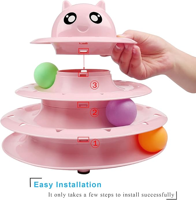 UPSKY Cat Toy Roller 3-Level Turntable Cat Toy Balls with Six Colorful Balls Interactive Kitten Fun Mental Physical Exercise Puzzle Toys.