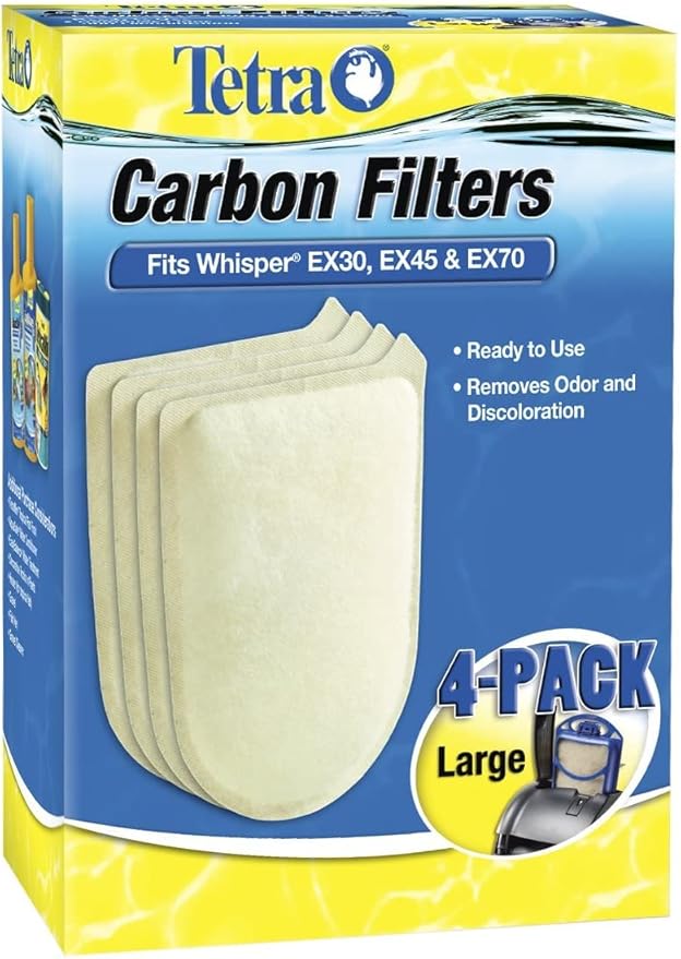 Tetra Carbon Filters for Aquariums, Fits Whisper EX Filters, Cleans Aquarium Water, 4 Count