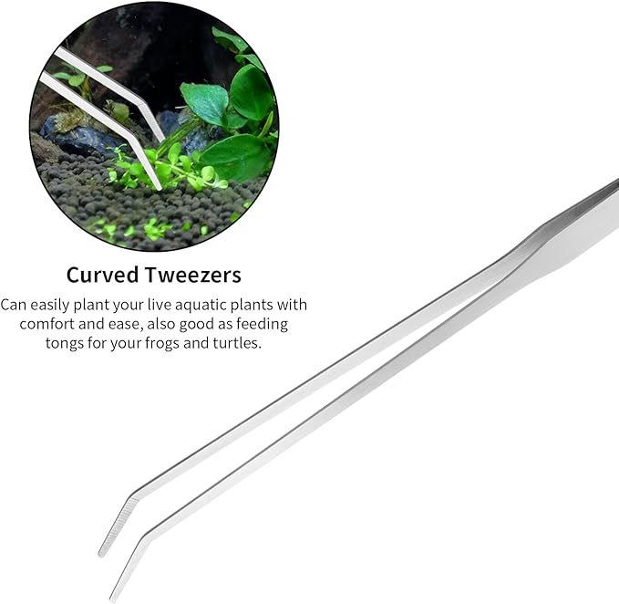 Aquascape Tools Aquarium Kit - 4PCS Terrarium Supplies Include Long Tweezers for Terrarium, Feeding Tongs, Aquarium Scissors, Aquarium Algae Scraper for Fish Tank Cleaning Plant Trimming