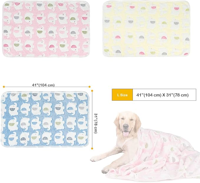 Dono 1 Pack 3 Dog Blankets, Soft Fluffy Fleece Pet Blanket Warm Sleep Mat Paw Print Design Puppy Kitten Throw Blanket Doggy Mat, Blanket for Dogs