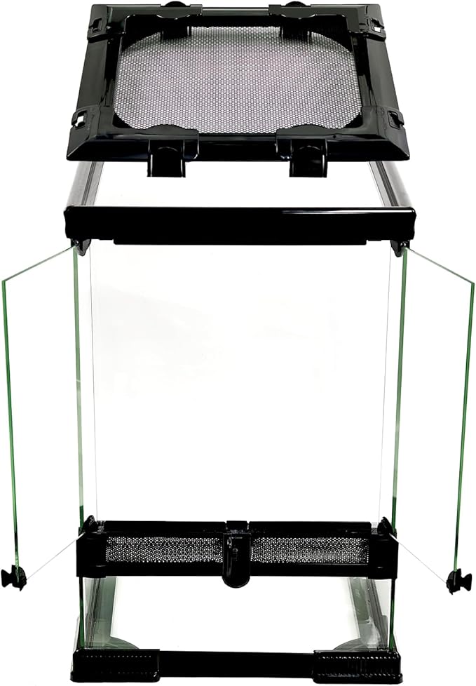 10 Gallon Reptile Glass Tank 12"x12"x18", Full Vision Reptile Terrarium, Vertical Reptile enclosure with Deep Base & Top Screen Ventilation, Suitable for Reptiles and Amphibians