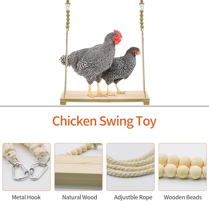 Chicken Swing Toys and Chicken Toys Xylophone, 2pcs Chicken Toys for Poultry Run Rooster Hens Chicks Pet Parrots Macaw Entertainment Stress Relief for Birds