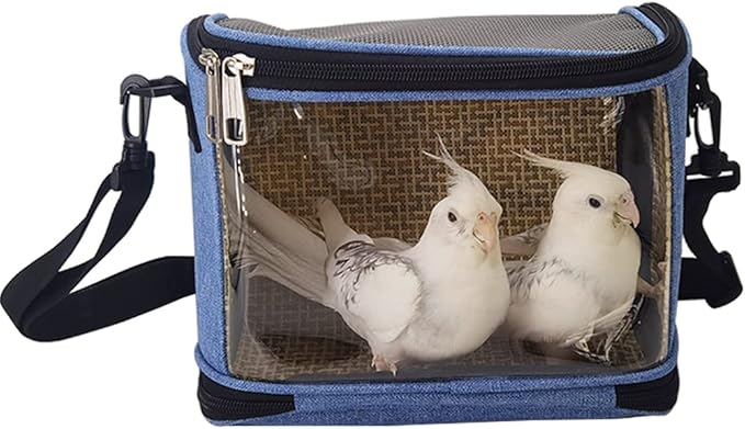 Bird Carrier Travel Cage Parrot Carrying Case Portable Breathable Hamster Carrier Bag Durable Canvas Outgoing Pet Training Bag Small Animals Travel Bag for Parakeet Conures Hedgehog Rats Blue