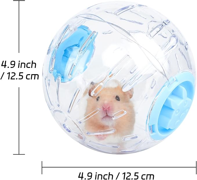 4.9 inch Hamster Ball, for Hamster Less Than 3.9 inch/10cm in Length, Portable and Compact, Hamster Exercise Toys, Blue and Clear