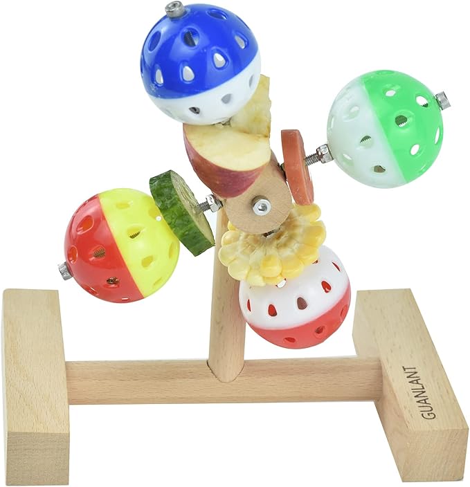 Foraging Bird Toys for Parrots, Budgie Rotating Bird Feeders Spinner Toys Parakeet Ball Bell Toys Birdcage Accessories Bird Food Treats Interactive Food Toys for Cockatiel Conures