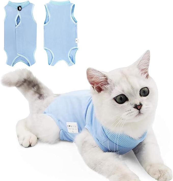 Cat Recovery Suit for Abdominal Wounds or Skin Diseases, Cat Onesie for Cats After Surgery Female Kitten Recovery Suit, Breathable E-Collar Alternative for Cats After Spay Anti Licking Wounds