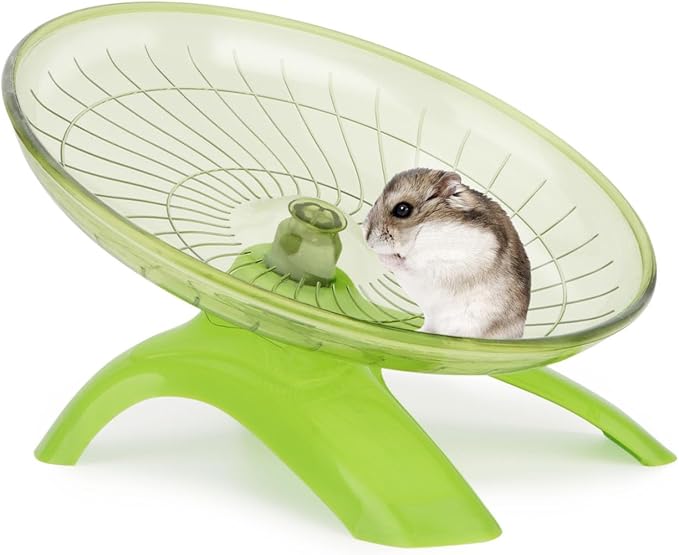 Hamster Wheel Silent Hamster Exercise Wheel Running Spinner Hamster Flying Saucer for Hamsters Gerbils Mice and Other Small Pets (Green)