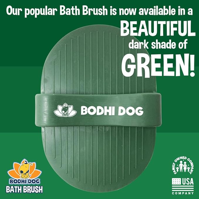 Bodhi Dog Shampoo Brush | Pet Shower & Bath Supplies for Cats & Dogs | Dog Bath Brush for Dog Grooming | Long & Short Hair Dog Scrubber for Bath | Professional Quality Dog Wash Brush (Dark Green)