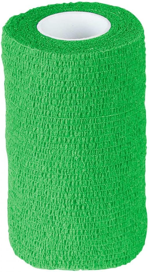 Equinavia 20 Pack Self Adhesive 4 Inch Vet Wraps with Easy-Dispenser Case | Bandages for Horses, Pets, Sports, Tattoo - Black - 20 x 5 yd - Neon Green - 20 x 5 yd