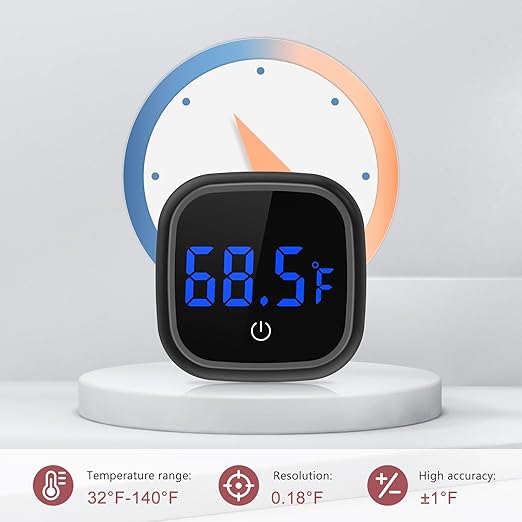 LED Digital Aquarium Thermometer, Wireless Stick-on Fish Tank Thermometer with Built-in Battery, for Fish, Axolotl, Turtle, Reptiles