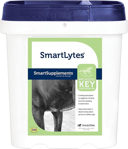 SmartPak SmartLytes Horse Electrolyte Powder Supplement | Encourages Hydration, Replenishes Electrolytes, No Added Sugar, Cherry Flavor, 56 Servings, 3.5 lb Bucket