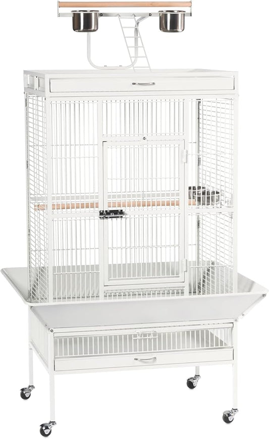 Prevue Hendryx Pet Products Wrought Iron Select Bird Cage 3153C, Chalk White, 30-Inch by 22-Inch by 63-Inch