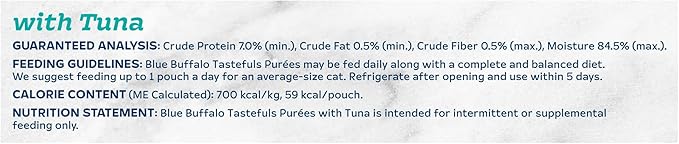 Blue Buffalo Tastefuls Adult Cat Natural Purées Multi-Pack, Tuna 3-oz Resealable Twist Cap Pouches (12 Count)