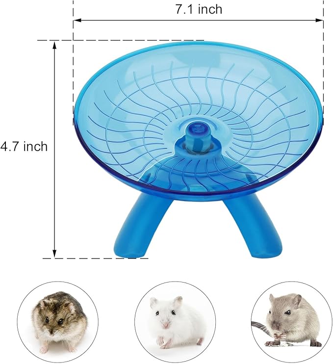 Hamster Wheel Silent Hamster Exercise Wheel Running Spinner Hamster Flying Saucer for Hamsters Gerbils Mice and Other Small Pets (Blue)