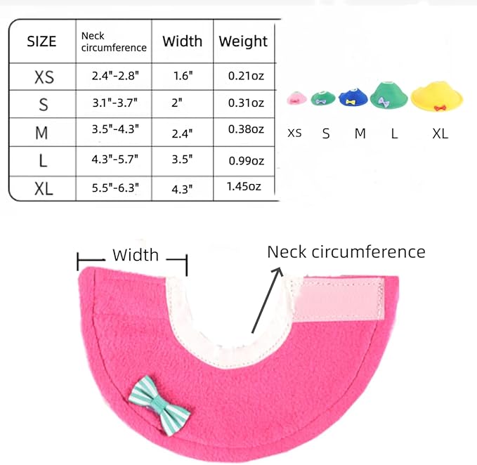 Bird Collar - Anti-Bite Elizabethan Recovery Cone Feather Plucking Protector Skin-Friendly Neckwear for Parakeets Conures Cockatiels and Small Animals Chinchilla Hamster (XS,4 Packs)