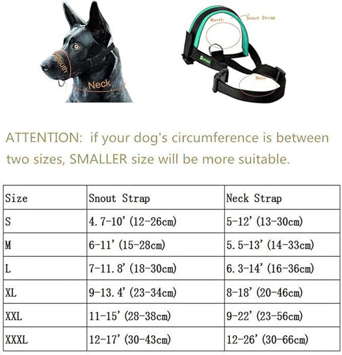 Nylon Dog Muzzle for Small,Medium,Large Dogs Prevent from Biting,Barking and Chewing,Adjustable Loop(XXL/Green)