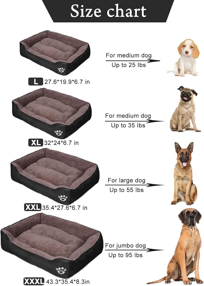 PUPPBUDD Dog Beds for Medium Dogs, Washable Dog Bed Comfortable and Breathable Pet Bed Rectangle Warming Dog Bed for Medium Dogs