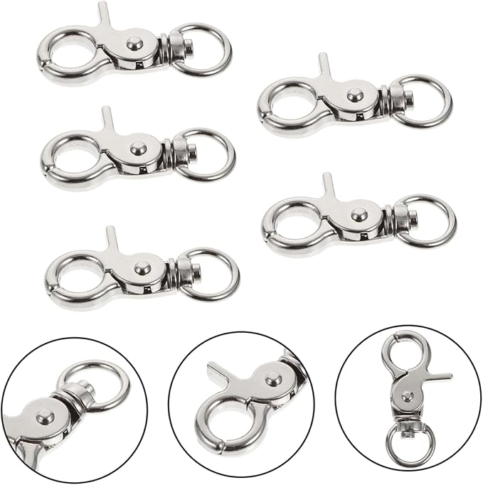 Ipetboom 5pcs Birdcage Lock Metal Snaps Door Chain Lock Heavy Duty Birds Cage Metal Clip Spring Hook Bird Cage Door Bird Cage Accessories Stainless Steel Fly Rope Parrot to Rotate