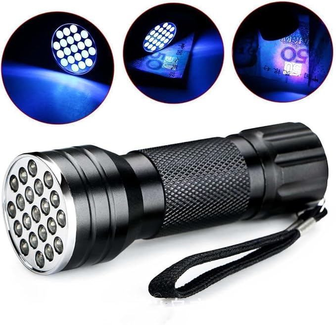 UV Flashlight Black Light, 21 LED 395 nM Ultraviolet Blacklight Detector Hand Lamp for Dog Urine, Pet Stains and Bed Bug