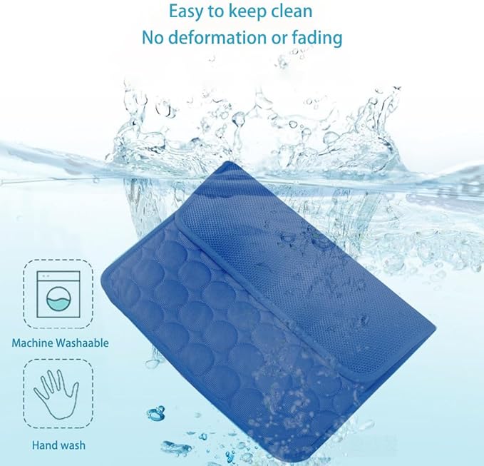 Summer Cooling Mat & Sleeping Pad- Water Absorption Top, Materials Safe, Easy Carry, EZ Clean. Keep Cooling for Pets, Kids and Adults.(Navy Blue, 40" x 28")