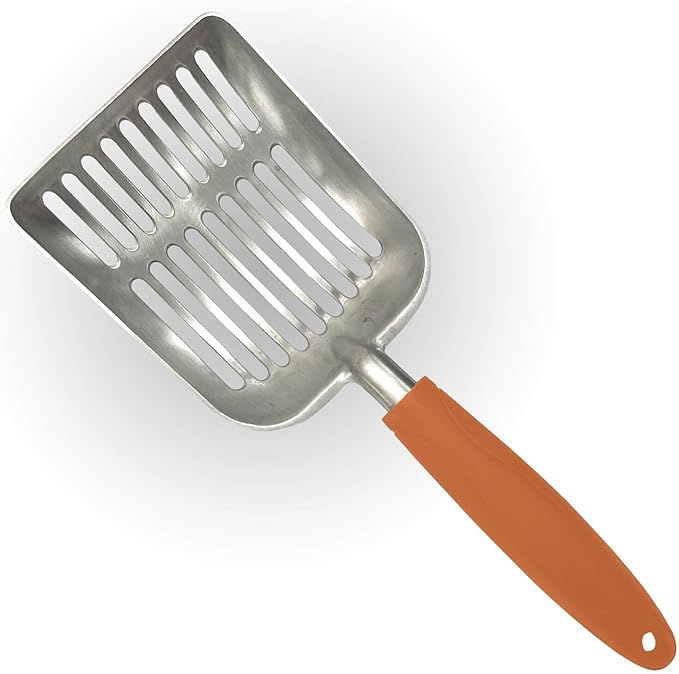 Cat Litter Scoop - Aluminum Alloy cat Litter Shovel, Suitable for All cat Litter, Metal Durable Garbage Shovel Orange