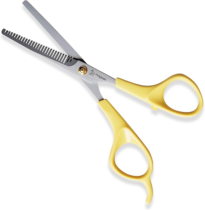 PET MAGASIN Pet Thinning Shears - Professional Thinning Scissors with Toothed Blade - Yellow