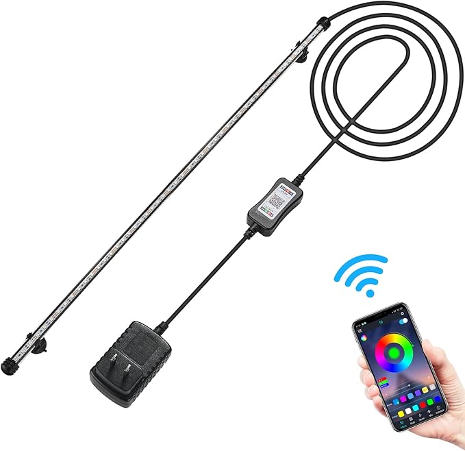 GreenSun Fish Tank Aquarium Light: Submersible Led Lamp - 108 Inch Waterproof Strip Spotlight with APP Control