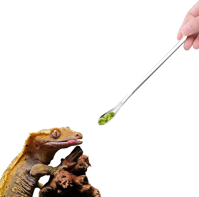 2 Pcs Crested Gecko Food Mixing Spoon Reptile Stirring Food Feeding Spoon Suitable for Crested Geckos, Lizards, Bearded Dragons,Chameleons and Other Reptiles