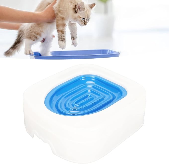 Cat Training Kit System for Toilet, Professional Reusable Cat Toilet Trainer, Urinal Seat with Extra Blue Tray, Recess Design Facilitates Tray Removal, Teach Cat to Use Toilet (Blue)