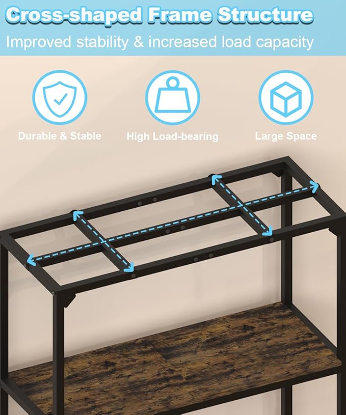 30 Gallon Fish Tank Stand, Upgraded Height Aquarium Stand Table with 2 Tiers Storage Shelf, Metal Reptile Breeder Turtle Terrarium Stand Rack for Home Office, 30" L x 12" W x 32.2" H, 660 LBS Capacity, Black