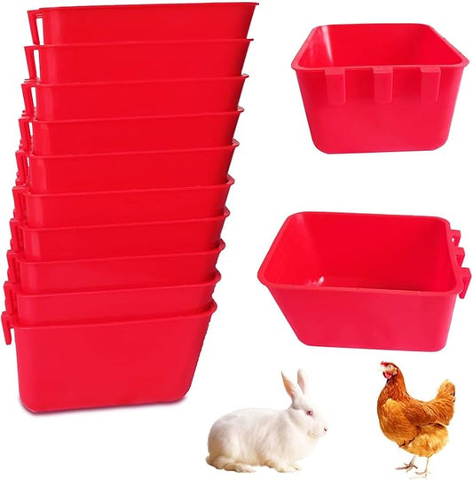 Pack of 10 Cage Cups Birds Feeders Seed Bowl Chicken Feeding Watering Dish Rabbit Water Food Hanging Wire Cages Box 8 oz Coop Cups for Pet Parrot Parakeet Game Fowl Poultry Pigeon