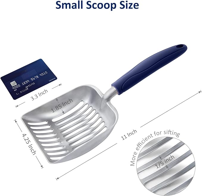 WePet Cat Litter Scoop, Aluminum Alloy Sifter, Kitty Metal Scooper, Deep Shovel, Long Handle, Poop Sifting, Kitten Pooper Lifter, Durable, Heavy Duty, for Litter box