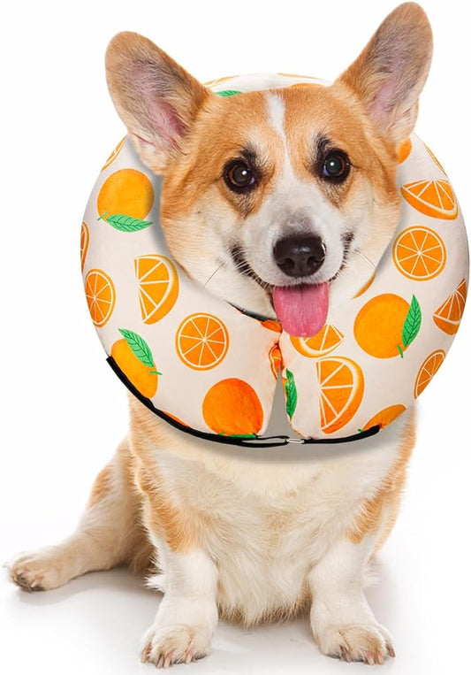 Dog Cone Collar for Small Medium Large Dogs for After Surgery, Pet Inflatable Neck Donut Collar Soft Protective Recovery Cone for Dogs and Cats - Alternative E Collar Does Not Block Vision - Orange,S